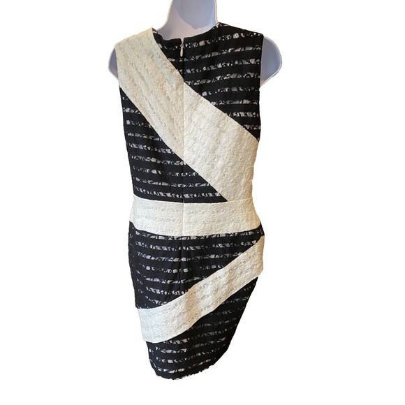 BCBGMAXAZRIA Dress Size 8 Dalia Mini Sheath White w/ Lace Detail Black White EUC - Picture 5 of 16